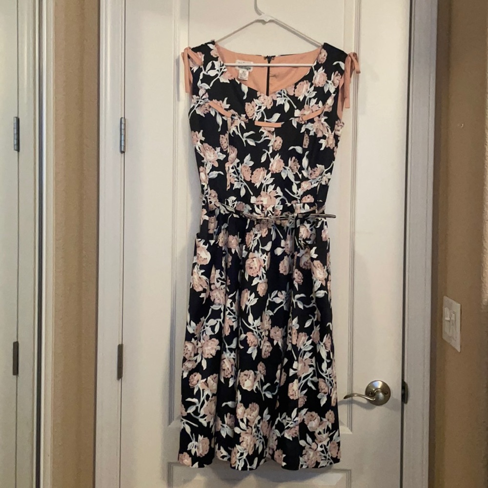 Unique Vintage black and pink floral dress